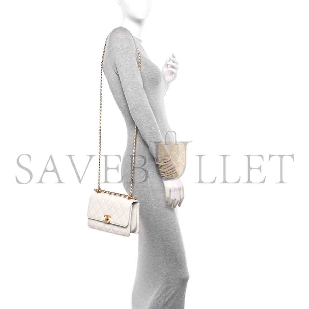 Ch*el master calfskin quilted perfect fit flap white (19*12*8cm)